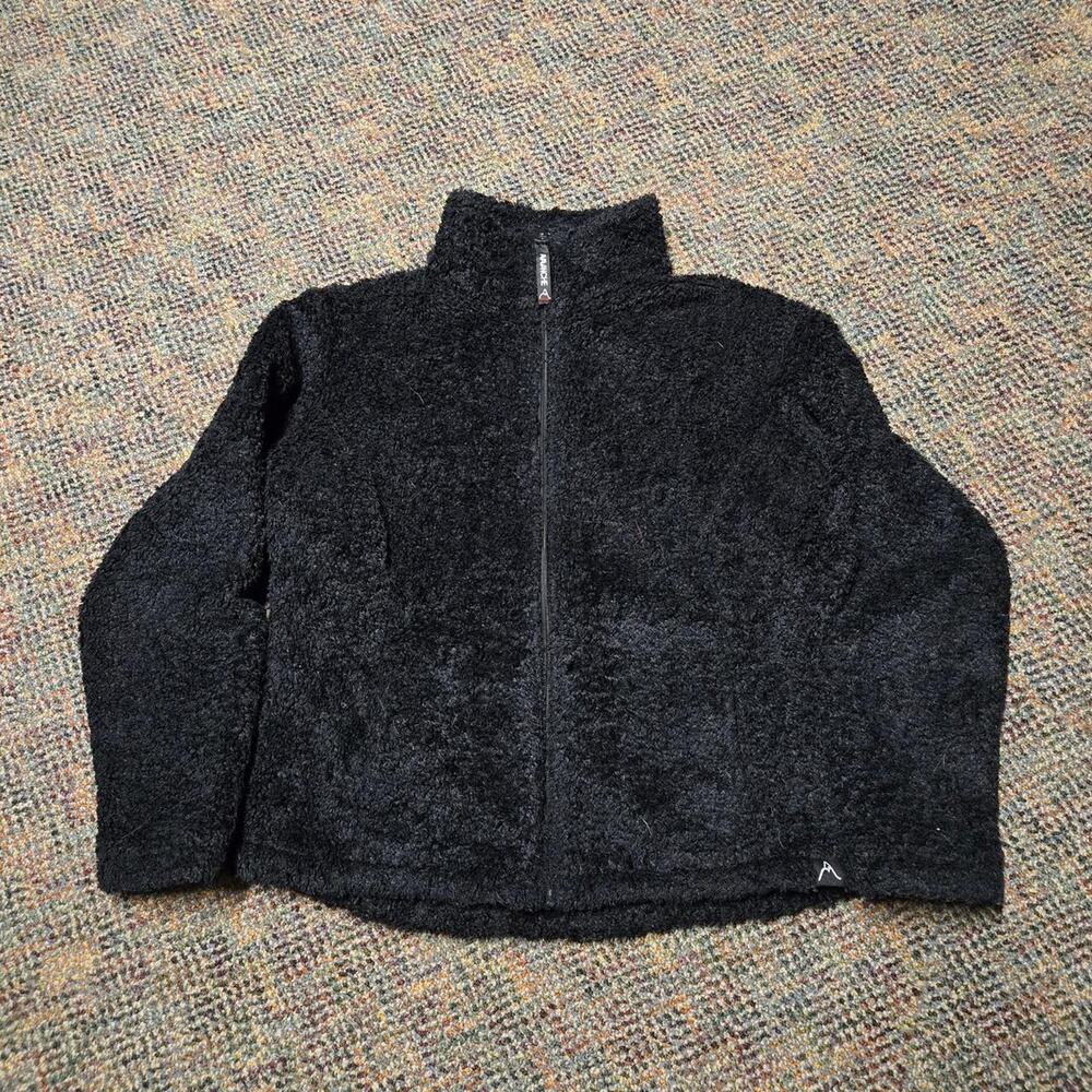 Vtg 90s AVALANCHE Performance Polartec Outdoors Deep Pile Fleece Jacket Black M